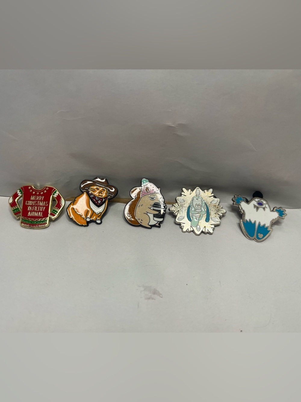 Fun pin brooch set squirrel Pluto cat yeti Christmas sweater